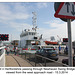 Road view of MV Hertfordshire passing Newhaven Swing Bridge - 15.3.2014