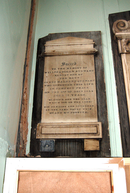 Memorial to William Cadogan Stewart, Saint Bride's Percy Street, Liverpool