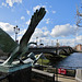 swan sculpture, battersea bridge, london