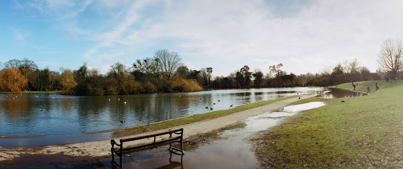 Flooded lake at Verulamium Park