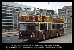 Big Bus Co - Leyland Olympian Alexander - E356 NUV - London Bridge - 30.8.2011