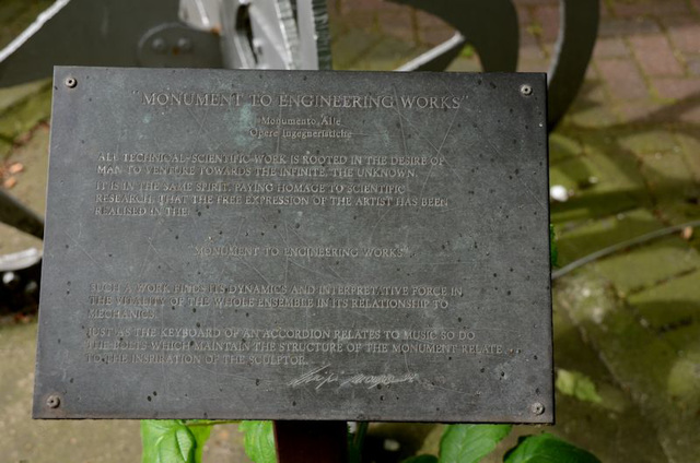 Monument to engineering works plaque