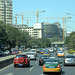 Beijing traffic, with cranes