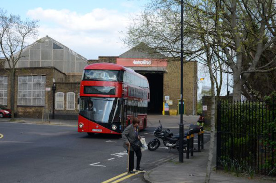 Leaving the bus garage