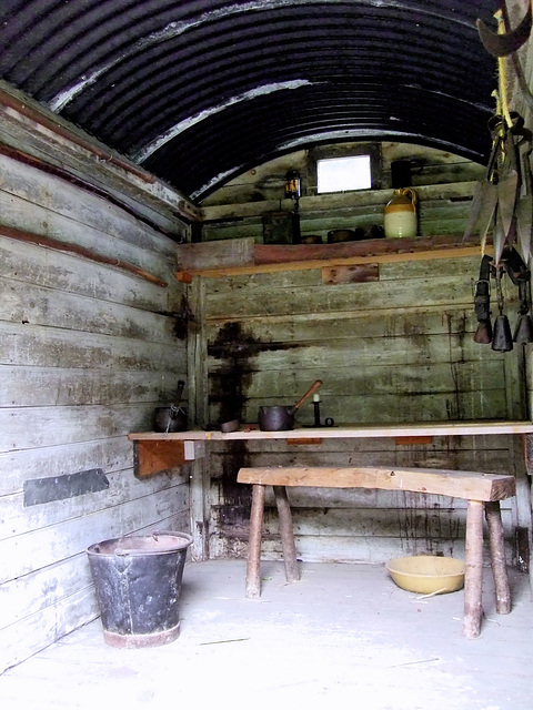 Interior of a Shepherd's hut at Singleton
