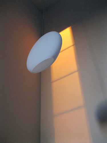 the light at the top of the stairs