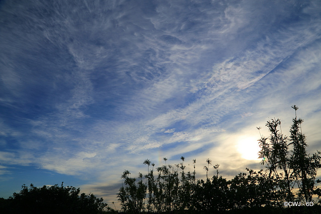 Ominous evening skies, after a sunny, cloudless, warm day