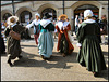 folk dancers in the street