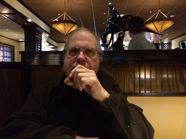Having dinner with my old manager in Harrisburg, Bob Moore, who worked for me for seven years.  When you put two old radio guys together in the same room you can have a lot of hot air.  Considering th