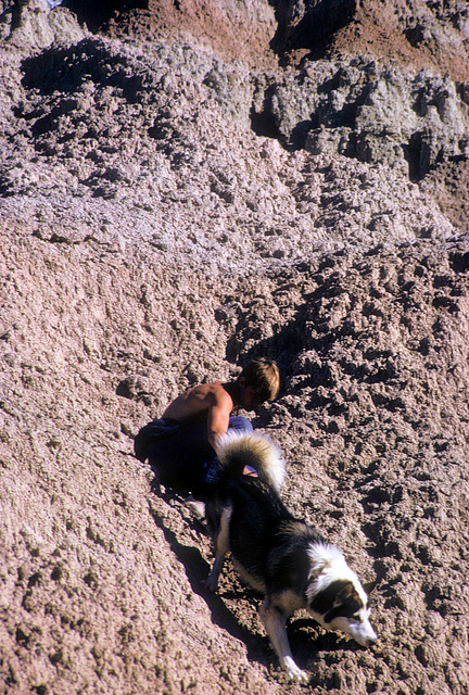 MIke and Wolf in the Badlands