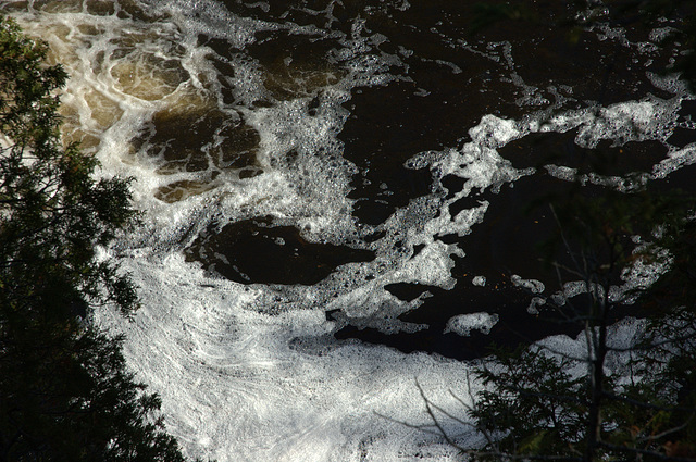 foam patterns below the falls