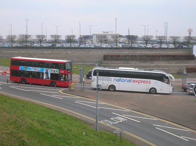 DSCN9852 National Express coach and London United bus at Heathrow Airport - 27 Mar 2013