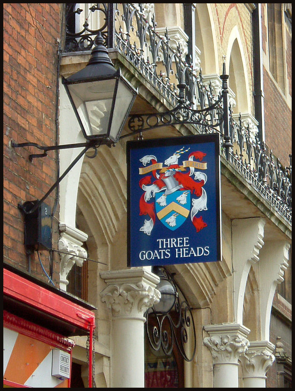 Three Goats Heads pub sign