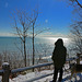 Walking the dog by Lake Michigan