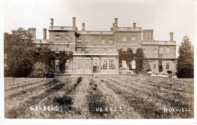 Skreens, Roxwell, Essex (Demolished) - Garden Facade