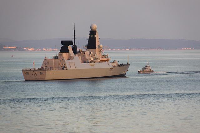 HMS Duncan departing Cardiff