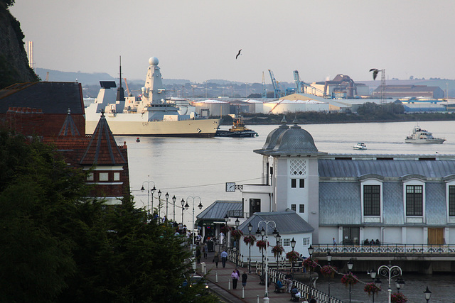 HMS Duncan departing Cardiff