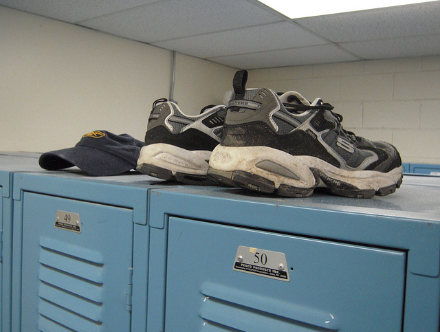 still life, cap and shoes