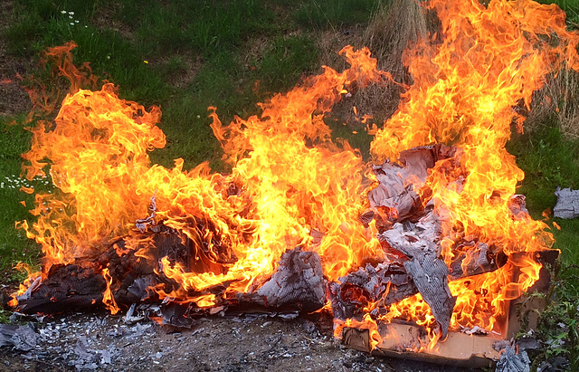 Burning old cartons