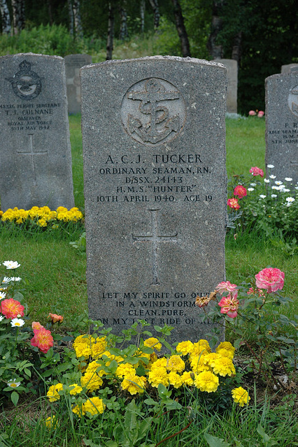 Tombstone from the Narvik Naval Battles