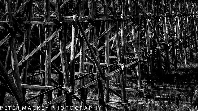 Disused railway trestle bridge