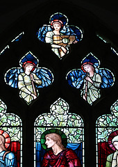 Detail of Morris and Co window, Saint Mary's Church, Thornham Magna, Suffolk