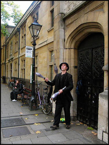 juggler at the bus stop