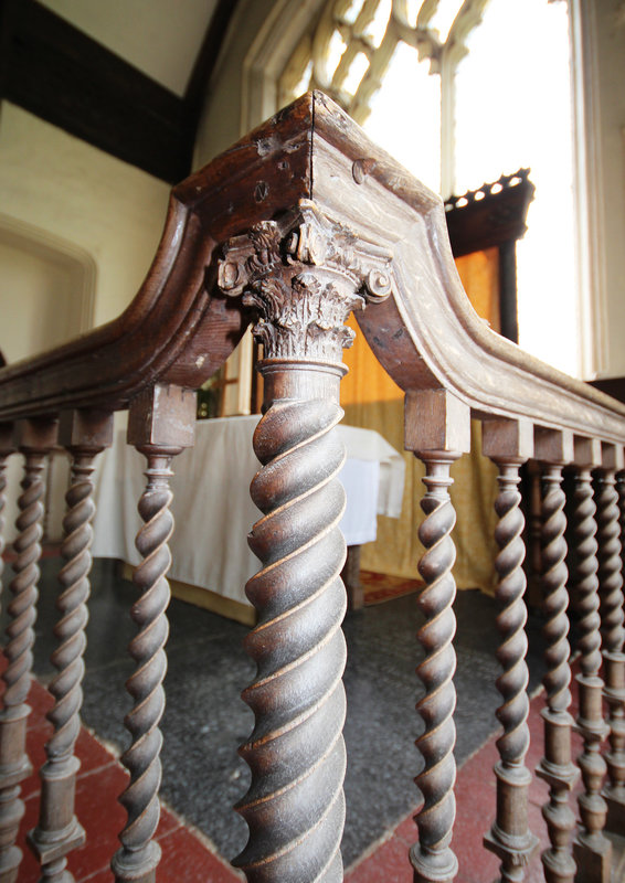 Detail of altar rails, St Peter's Church, Great Livermere, Suffolk.