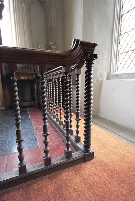 Detail of altar rails, St Peter's Church, Great Livermere, Suffolk.