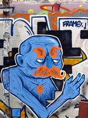 Blue Man with Orange Moustache