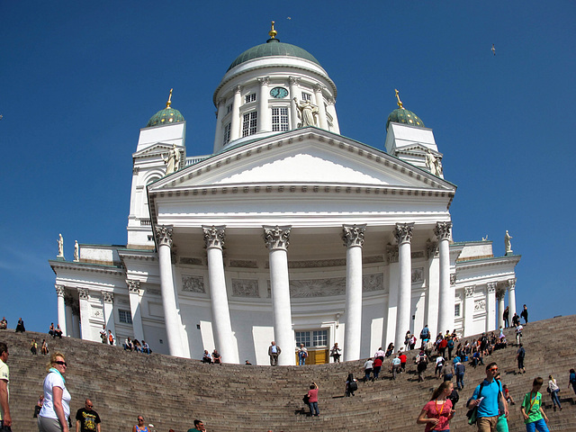 Tourists at the Helsinki Cathedral