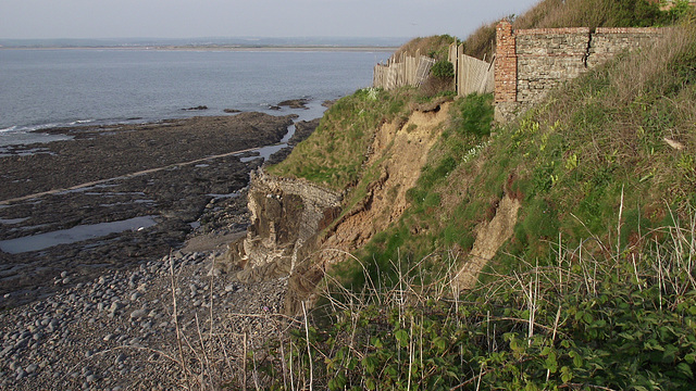 The cliff is crumbling