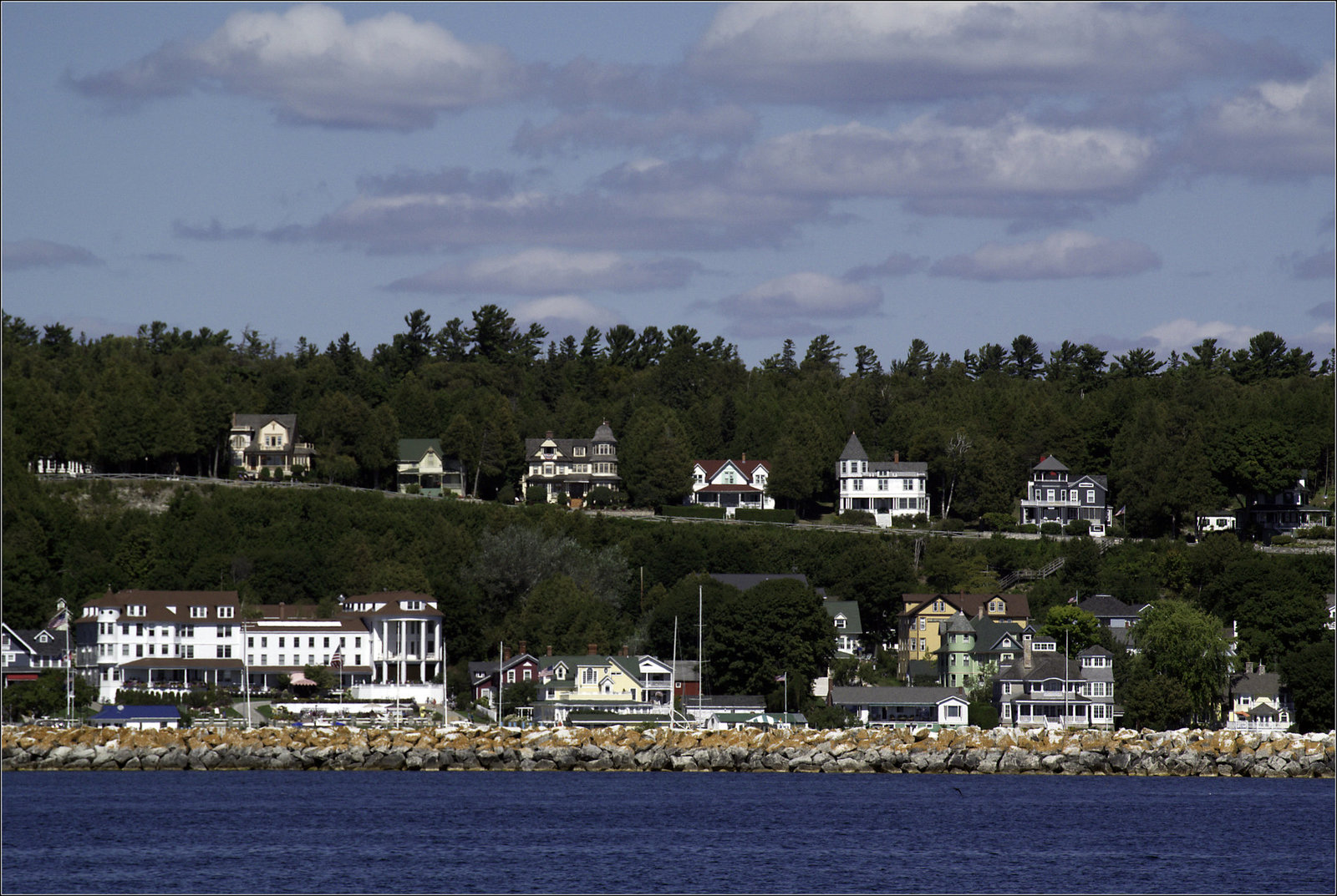 Above the harbor.