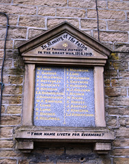 War Memorial, The Triangle Inn, Triangle,  Sowerby Bridge, West Yorkshire