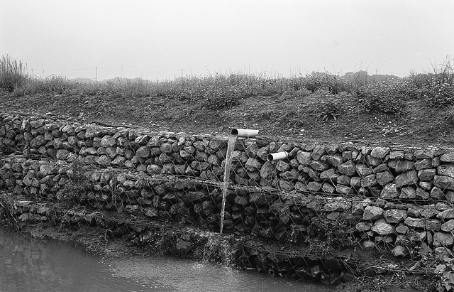 Stone river wall