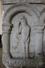 Detail of font, Saint Martin's Church, Fincham, Norfolk