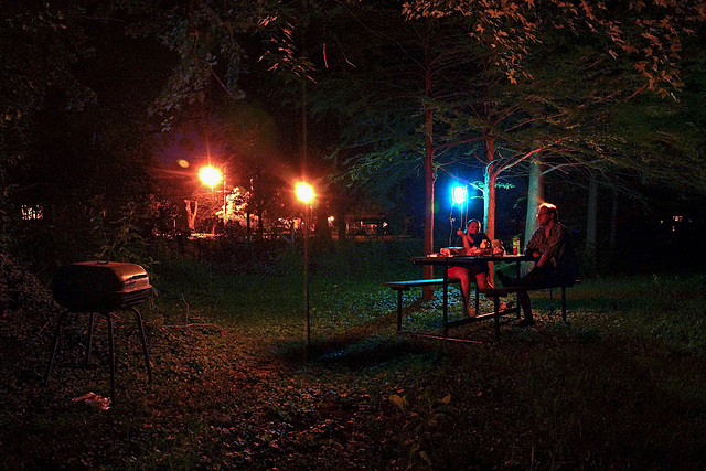 Breaking In The New Picnic Table