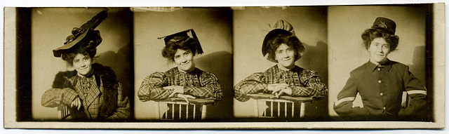 Woman Posing with Hats