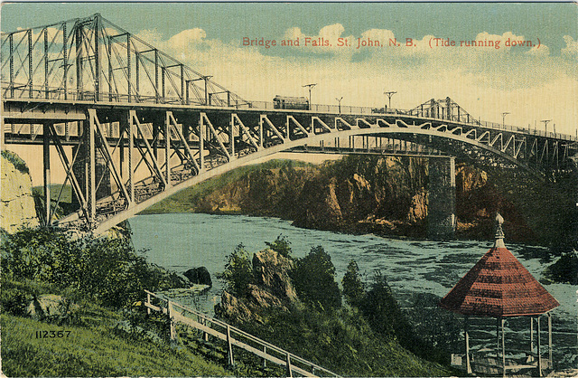 Bridge and Falls, St. John, N.B. (Tide running down.)