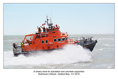 A cheery wave  - RNLI & Coastguard Joint Exercise - Seaford Bay - 6.7.2014