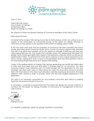 Letter in support of funding the Visitor Center