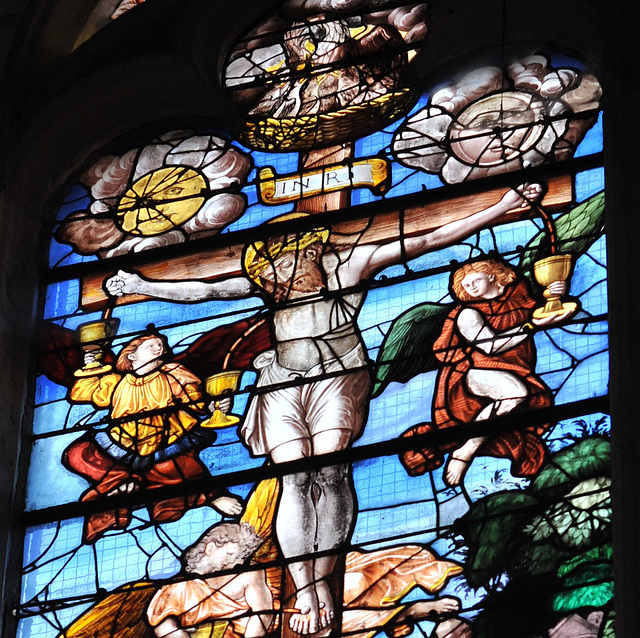 La Crucifixion - Vitrail de l'église de la Bouille