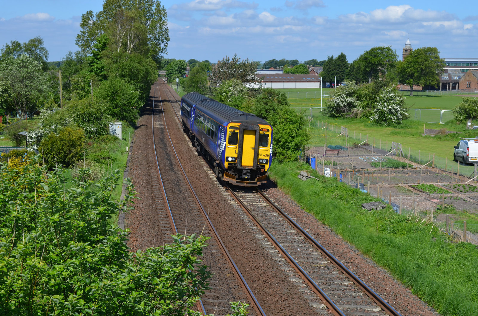 Southbound Class 156 DMU Leaving Annan For Carlisle