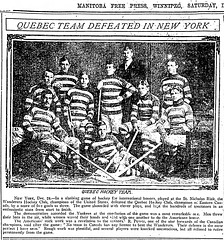 Quebec hockey team defeated in NY ... Manitoba Morning Free Press Sat  Dec 31  1904 p5