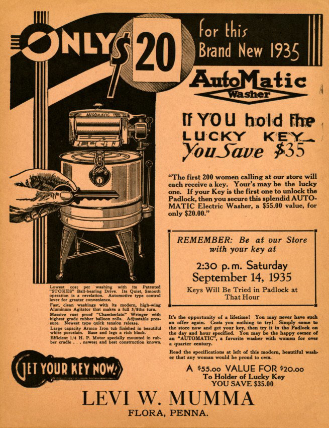 Only $20 for This Brand New 1935 AutoMatic Washer