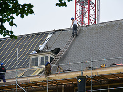 Working on the roof of the old Anatomy Lab