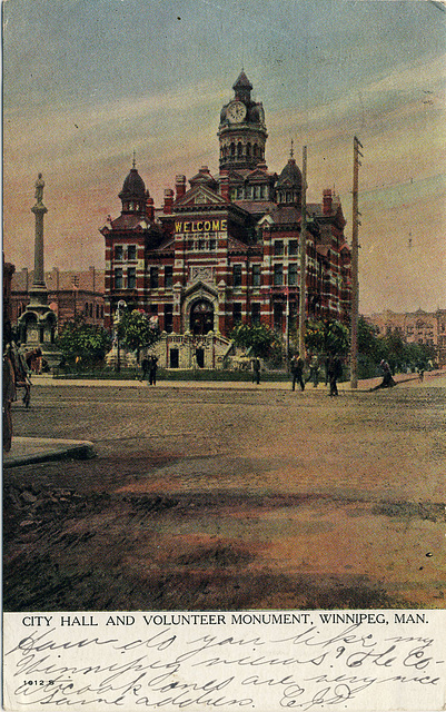 City Hall and Volunteer Monument, Winnipeg, Man.