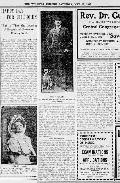 Happy Day for Children (Happyland opens for its second season) -- p12 of The Winnipeg Tribune Sat  May 18  1907 -2