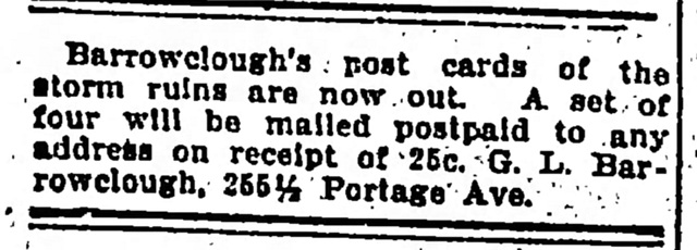 Barrowclough's post cards of the storm ruins - p20 of Manitoba Morning Free Press Tue  Jul 18  1905 -2