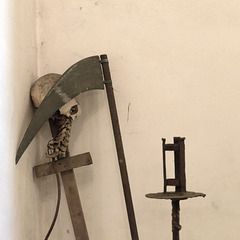 Skull and tools